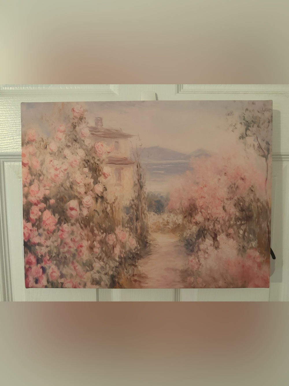 Romantic Pink Floral Pathway Canvas Wall Art